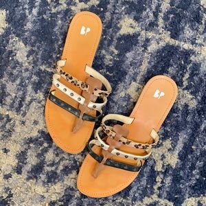 BP Leopard print faux leather sandals